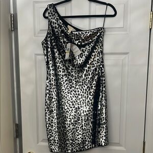 One-Shoulder Sequin Dress - Black and Silver